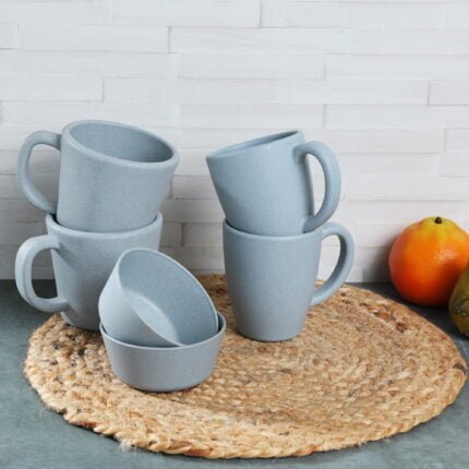 Blue Eco Friendly Mugs and Bowl Set