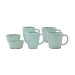 Green coffee mugs and bowls