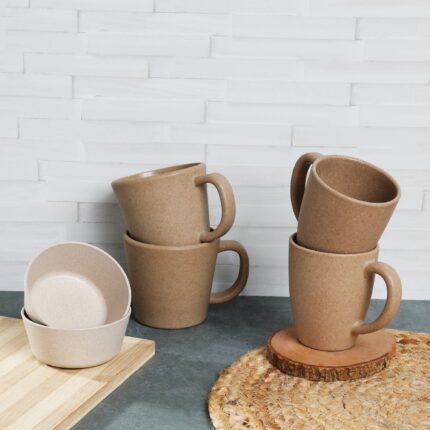 Beige Eco Friendly Coffee and bowl set