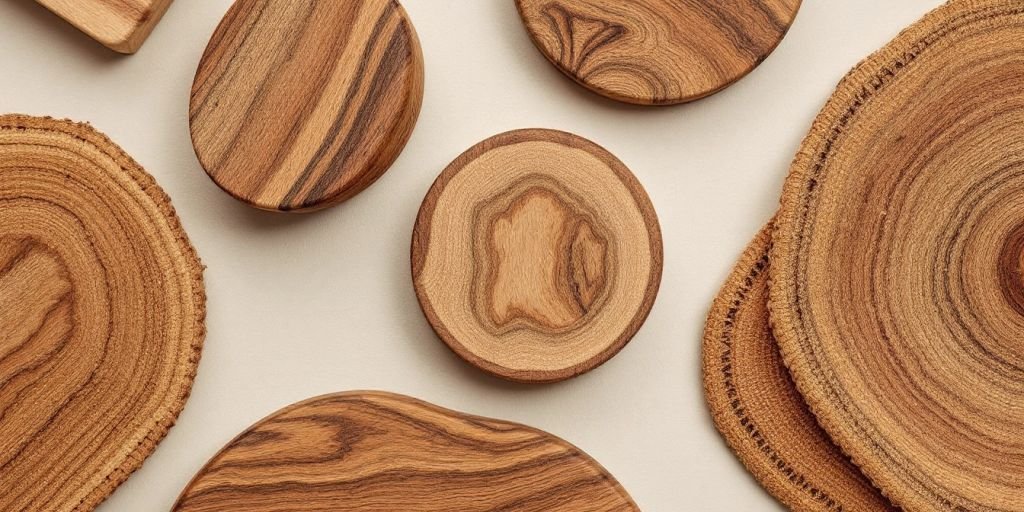 Close-up of sustainable wood products from Eco Wood Collection.