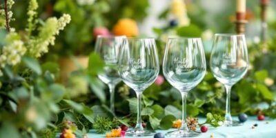 Eco-friendly disposable wine glasses on a festive table.